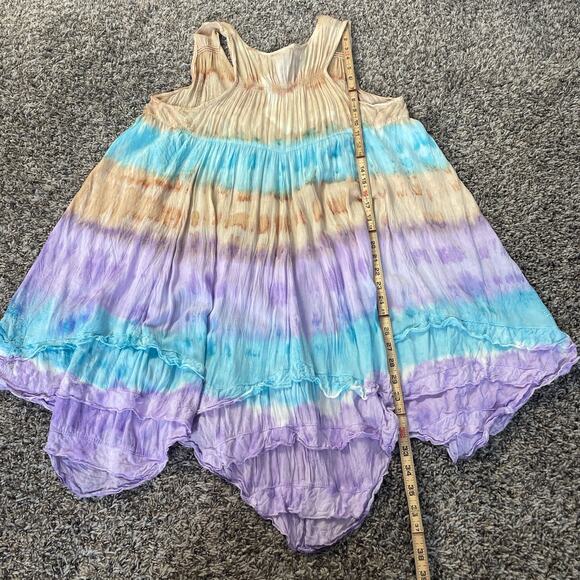 Boho Mini Dress One Size Trapeze Swing Tie Dye Festival Fairy Grunge Lagenlook - Picture 14 of 14